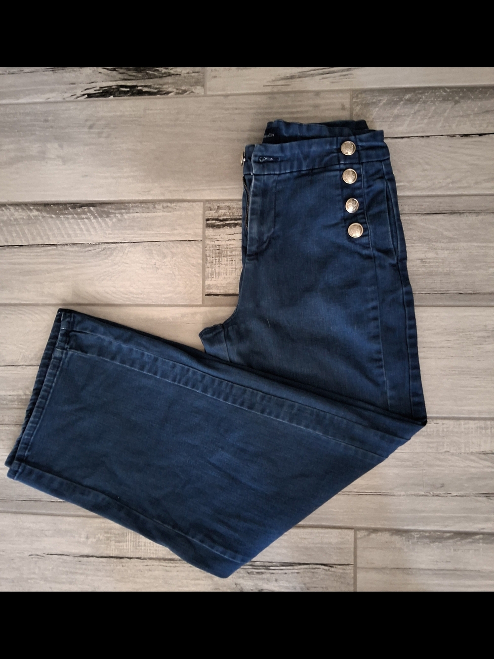 Charter Club High-Rise Navy Jeans with Side Button Accents